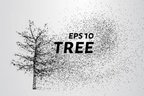 The tree of particles. The tree consists of small circles and dots. Stock Illustration