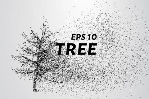 The tree of particles. The tree consists of small circles and dots. Stock Illustration
