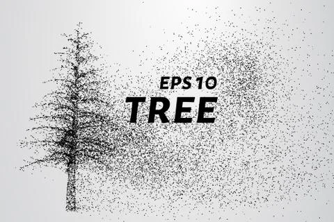The tree of particles. The tree consists of small circles and dots. Stock Illustration