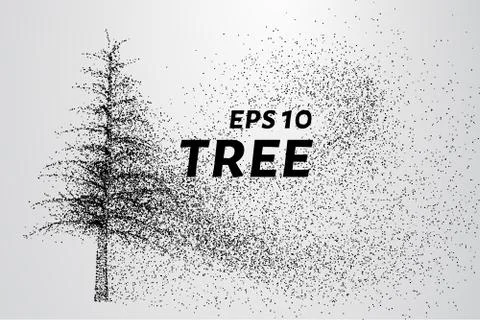 The tree of particles. The tree consists of small circles and dots. Stock Illustration