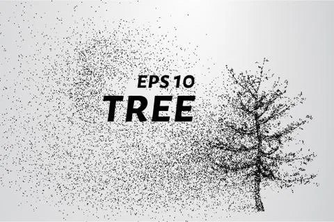 The tree of particles. The tree consists of small circles and dots. Stock Illustration