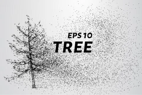 The tree of particles. The tree consists of small circles and dots. Stock Illustration