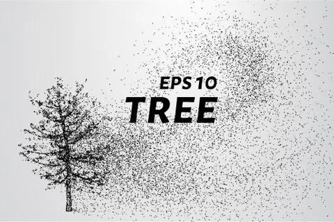 The tree of particles. Tree wind tears of small circles and dots. vector il.. 스톡 일러스트