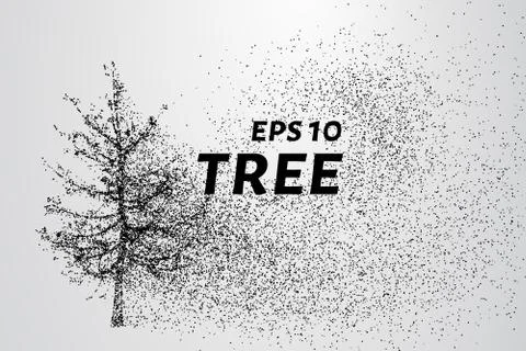 The tree of particles. Tree wind tears of small circles and dots. vector il.. Stock Illustration