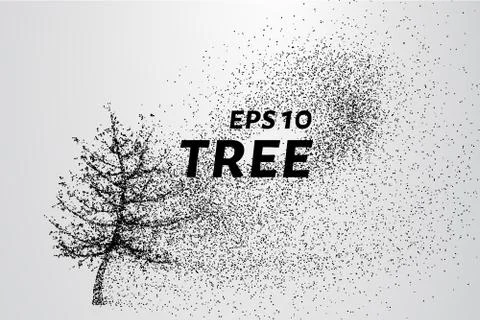 The tree of particles. Tree wind tears of small circles and dots. vector il.. Stock Illustration