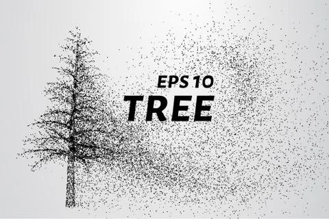 The tree of particles. Tree wind tears of small circles and dots. vector il.. Stock Illustration