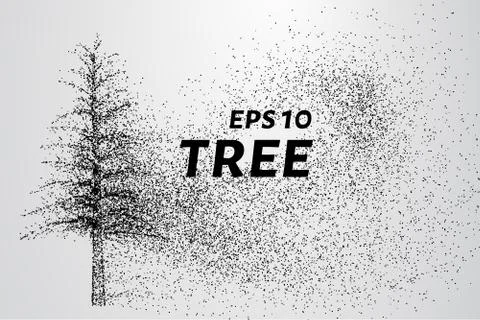 The tree of particles. Tree wind tears of small circles and dots. vector il.. Stock Illustration