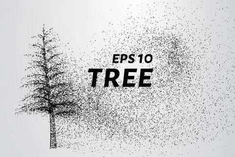 The tree of particles. Tree wind tears of small circles and dots. vector il.. Stock Illustration