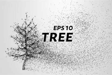 The tree of particles. Tree wind tears of small circles and dots. vector il.. Stock Illustration
