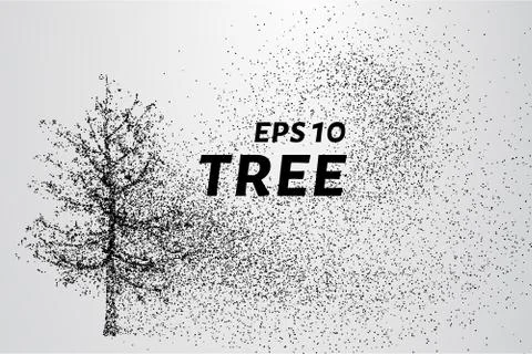 The tree of particles. Tree wind tears of small circles and dots. vector il.. Stock Illustration