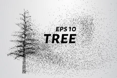 The tree of particles. Tree wind tears of small circles and dots. vector il.. Stock Illustration