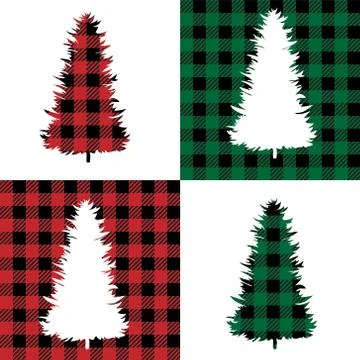 Tree pattern at Buffalo Plaid. Festive background for design and print Stock Illustration