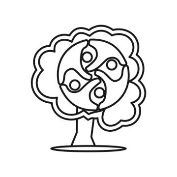 Tree People Commitment Teamwork Together Outline Logo Stock Illustration