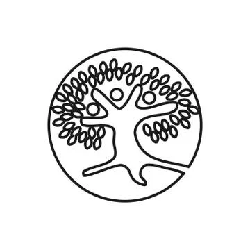 Tree people Commitment Teamwork Together Outline Logo Stock Illustration