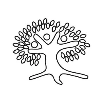 Tree people Commitment Teamwork Together Outline Logo vector 스톡 일러스트