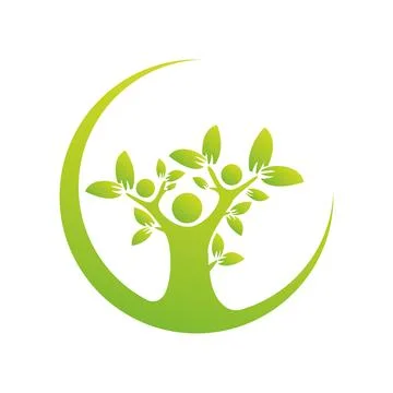 Tree people logo design simple creative icon vector illustration Family tree log 스톡 일러스트