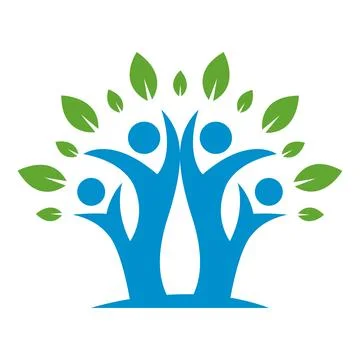 Tree People Unity Logo Design Wellness Community Growth Icon Vector Template Stock Illustration