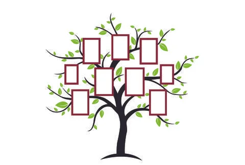 Tree with photo frames Stock Illustration