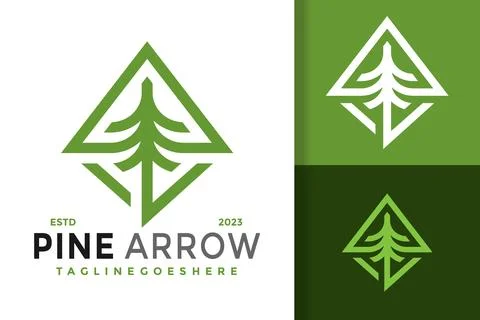 Tree Pine Arrow Logo Logos Design Element Stock Vector Illustration Template Stock Illustration