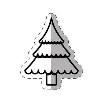 Tree pine christmas cut line Stock Illustration