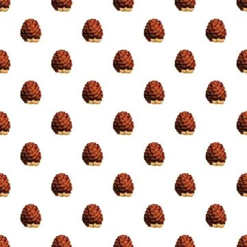 Tree pine nut pattern seamless Stock Illustration