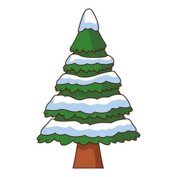 Tree pine with snow Stock Illustration