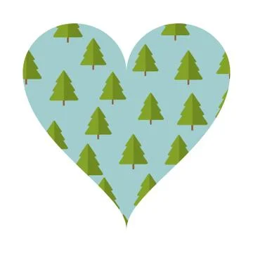 Tree pines pattern heart frame Illustrazione stock
