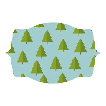 Tree pines pattern label frame Stock Illustration