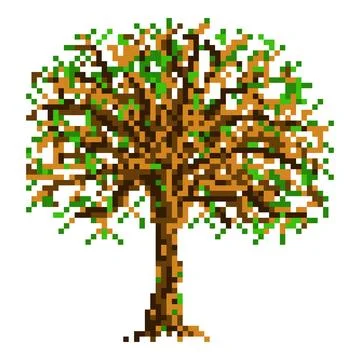 Tree Pixel Art. Element video games. Vector Stock Illustration