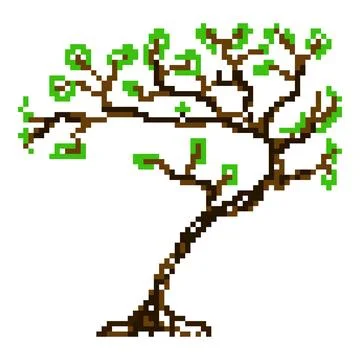 Tree Pixel Art. Element video games. Vector Stock Illustration