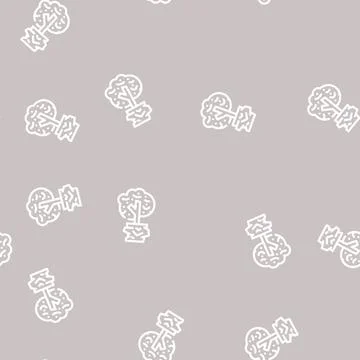Tree plant in house line vector seamless pattern Stock Illustration