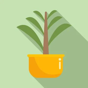 Tree plant pot icon flat vector. House nature Stock Illustration