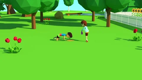 Tree Planting and Growing 3D Low Poly Animation Stock Footage 211809340