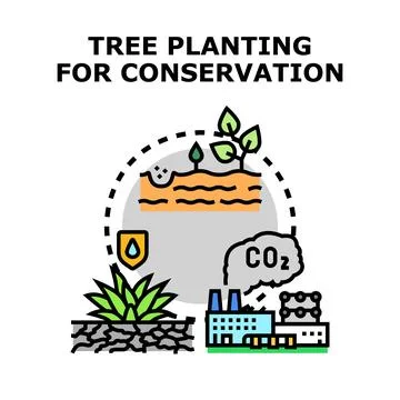 Tree planting for conservation and environmental protection concept Stock Illustration