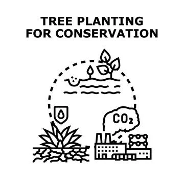 Tree planting for conservation and environmental protection concept Stock Illustration