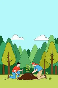 Tree Planting Illustration Stock Illustration