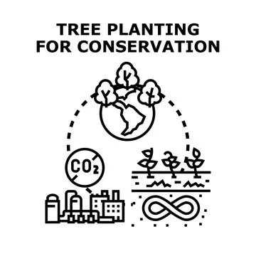 Tree planting saving environment and reducing carbon Stock Illustration