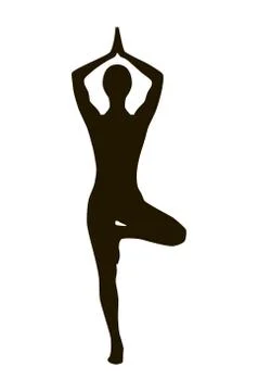 Tree pose yoga vector silhouette icon. Wellness symbol Stock Illustration