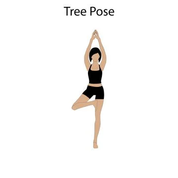 Tree pose yoga workout. Healthy lifestyle vector illustration Stock Illustration