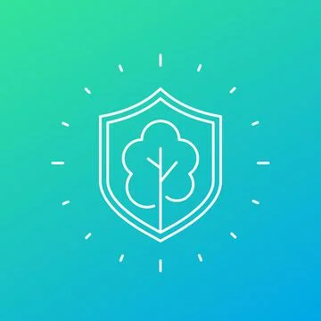 Tree protection line icon, vector Stock Illustration