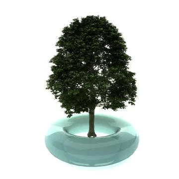 Tree with protection ring over white Stock-Illustration