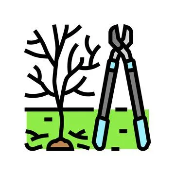 Tree pruning garden maintenance color icon vector illustration Stock Illustration