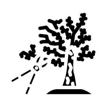 Tree pruning garden maintenance glyph icon vector illustration Stock Illustration