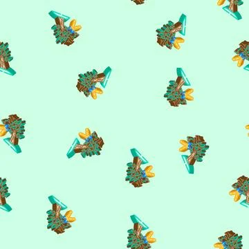 Tree pruning garden maintenance isometric icon seamless pattern Stock Illustration