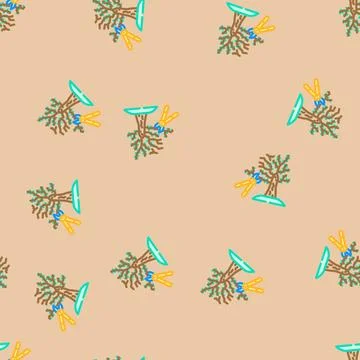 Tree pruning garden maintenance vector seamless pattern Stock Illustration