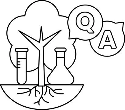 A tree with a question mark and a letter A above it Stock Illustration