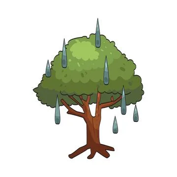Tree rain illustration Stock Illustration