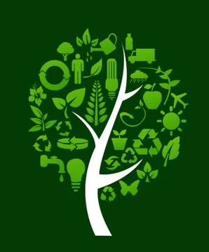 Tree with recycle symbols Stock Illustration