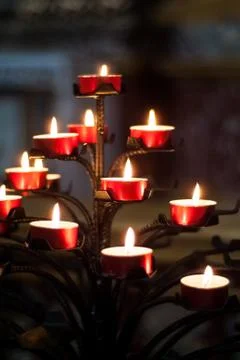 Tree of Red Candles Stock Photos