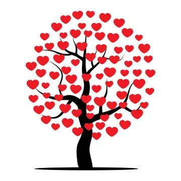 Tree with red hearts Stock Illustration